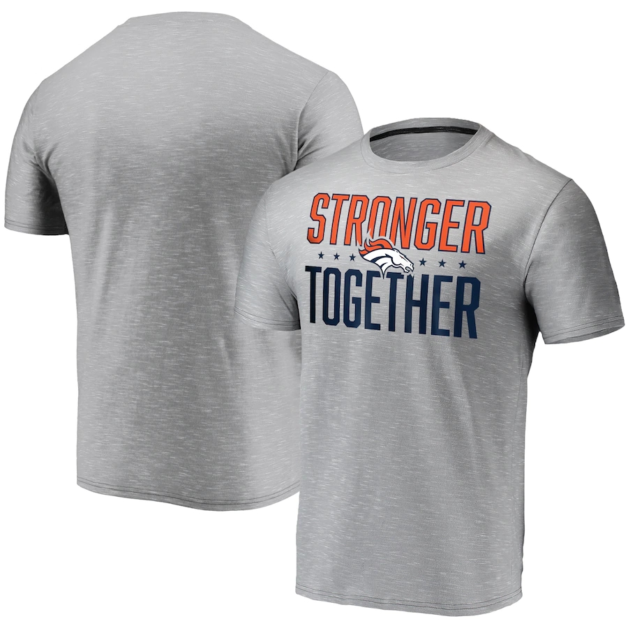 Men's Denver Broncos Grey Charcoal Stronger Together T-Shirt
